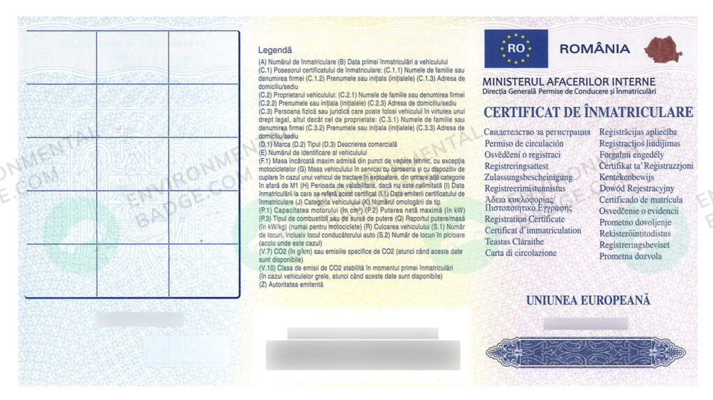 certificat de înmatriculare