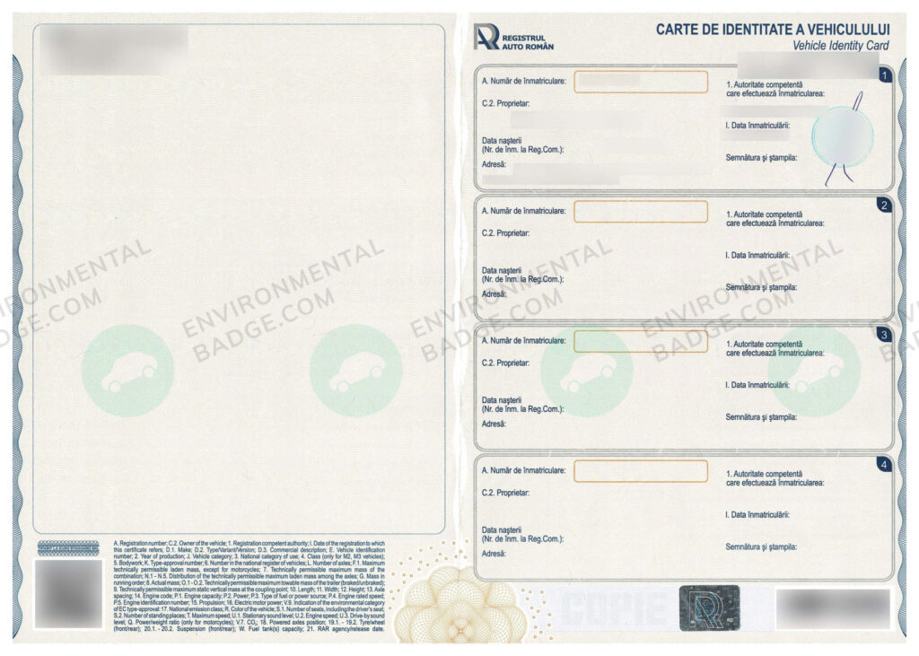 certificat de înmatriculare