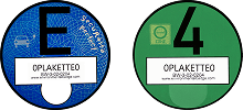 E-Plakette albastră și vinietă ecologică verde